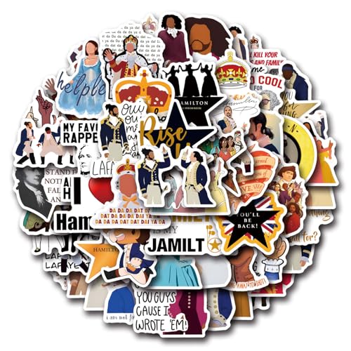 LTZSTONE Hamilton Musical Stickers 55 pcs Decals for Laptops Water Bottles Toys and Gifts for Teens,Girls,Perfect for Laptop,Hydro Flask,Phone,Skateboard,Travel| Extra Durable Vinyl