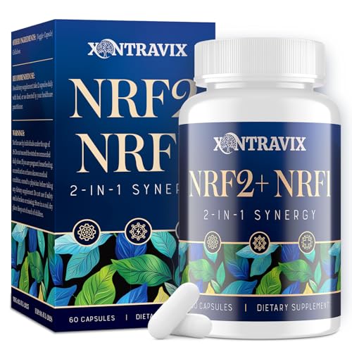 NRF1 & NRF2 Supplement 1500mg | Dual Activator with CoQ10 Curcumin Trans Resveratrol & Ashwagandha | Antioxidant for Oxidative Stress Wellness Aging & Cellular Energy | 60 Capsules (1 Bottle)