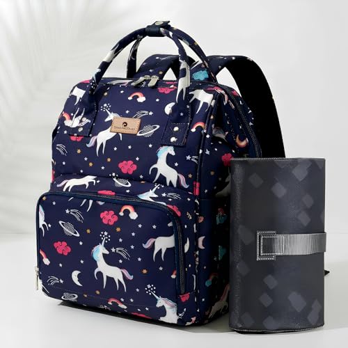 Image of StarAndDaisy Baby Bag for Mother Travel /Diaper Bag for Mothers for Travel with Changing Sheet /Diaper Bags for Mom with Multiple Pockets with 3 Double Insulated Bottle Holders (Blue)