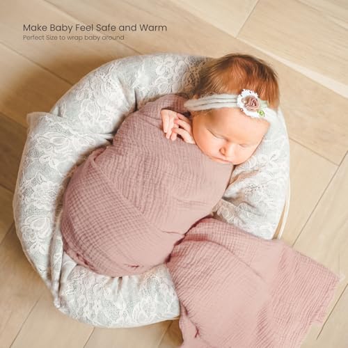 Image of lulumoon Muslin Swaddle Blankets for Baby: Soft Cotton Newborn Receiving Blankets - Floral Print Nursery Gift Set for Baby Girls(Sand Flower)