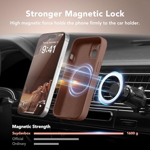 Image of Magnetic for iPhone 15 Plus Case, Compatible with MagSafe, [Full Camera Protection][Screen Protector] Silicone Shockproof Protective Phone Case for iPhone 15 Plus 6.7 inch, Brown