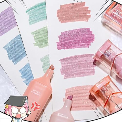 DASHENRAN Glitter Highlighter Pen and Markers, 4 PCS Multifunctional Flash Pens for Sparkling Note Taking Diary, Smooth Writing (Green) - Thumbnail 6