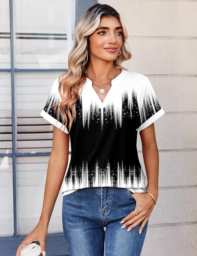 Image of Zeagoo Womens Tops Short Sleeve Summer V Neck Shirts Work Blouses Business Outfits Fashion Clothing