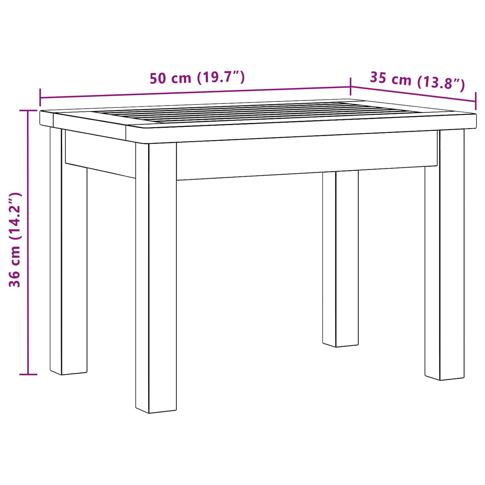 vidaXL Stolik kawowy Jasna akacja 50 x 35 x 36 cm Lite Drewno Akacji, Mebel Akacjowy, Rustykalny Stolik Kawowy, Niski Na Zewnątrz, Odporność na Warunki, Solidny Drewno