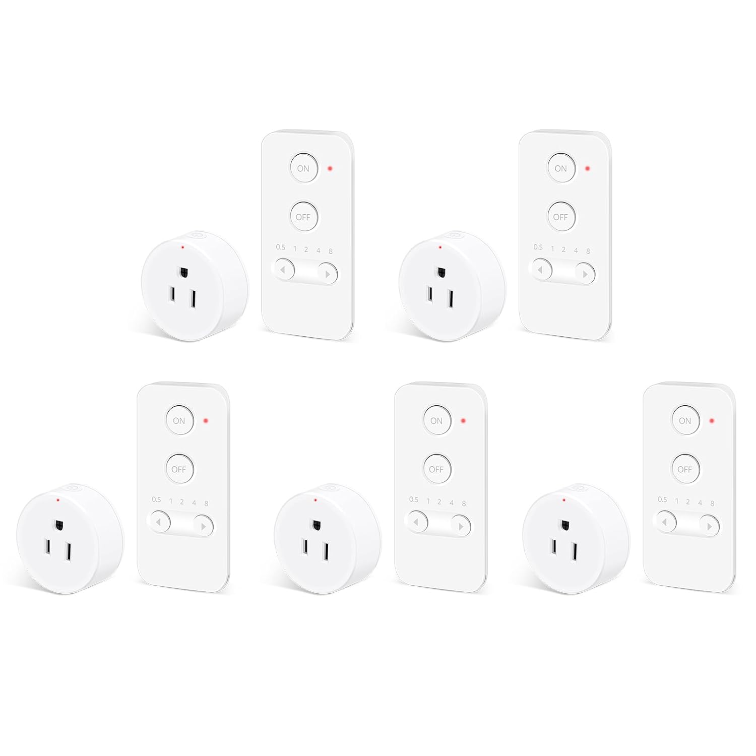 Remote Control Outlet,NineLeaf 5PK Wireless Light Switch and Remote Outlet Plug,500ft Control Range,15A/1500W for Appliance,Timer Outlet for Lights,Lamps,Fans