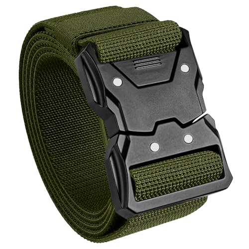 TECEUM Belt – Green B6 M – Heavy-Duty, Work, Hiking, Rigger, EDC Men’s Belts – Quick-Release – Nylon Web