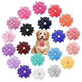 Catcan 20 Pcs Dog Flower Collar Accessory, Multi-Color Pet Collar Flower with Pearl Soft Chiffon Dog Bow Tie...