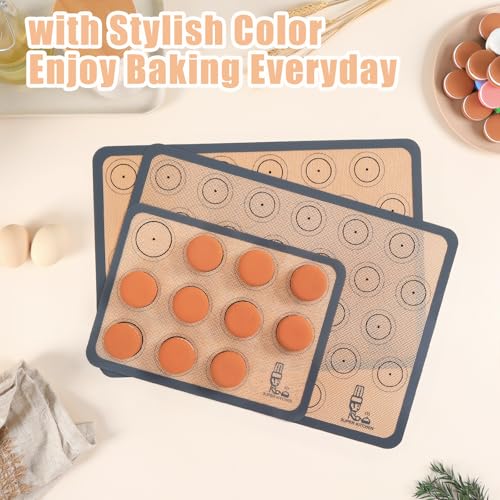 Folksy Super Kitchen Silicone Baking Mat Macaron - Set Of 3 (2 Half Sheet Liners And 1 Quarter Sheet), Non Stick Silicon Cookie Oven Liner For Macaroons, Bake Pans thumb #7