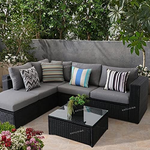OUTLIVING Garden Sofa Set Outdoor Sofa with Cushions and Center Table | Patio Furniture Set | Garden...