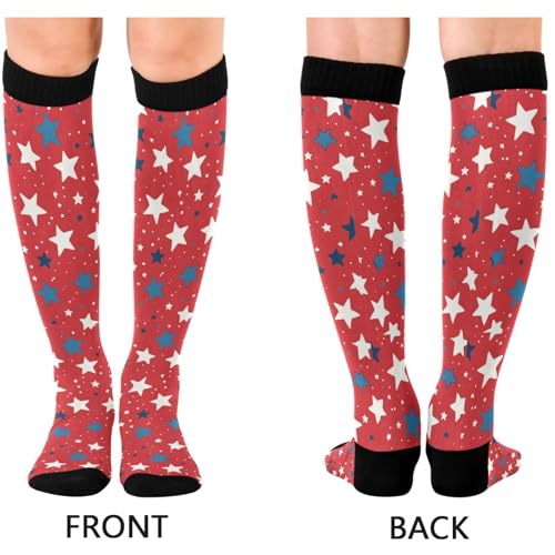 Image of Pigsaly Red White Polka Dot Womens Compression Socks Athletic Tube Sock Knee High Socks Outdoor Sport Socks