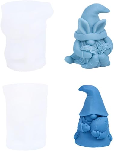 Vista 18 de 3 moldes de silicona para velas de gnomo de Pascua, lindo conejo, oreja, gnomo, para aromaterapia, jabón, arcilla polimérica, adorno de yeso, arte