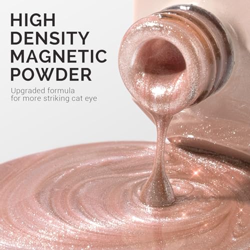 Image of MelodySusie Jeweliver Cat Eye Gel Nail Polish, 0.5 Fl Oz Nude Pink Glitter Holographic Magnetic Nail Polish with Magnet, UV Nail Polish for Nail Art Manicure Salon DIY at Home C38