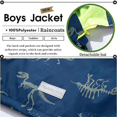 Ijnuhb Waterproof Rain Jacket Boys Raincoat For Girls Lightweight Windbreaker Jackets Kids Dinosaur Outerwear Navy 3T ? thumb #2