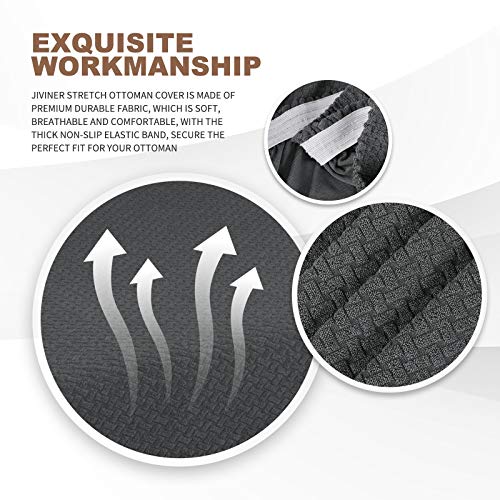 Jiviner Super Stretch Rectangle Ottoman Slipcover Oversized Soft Spandex Jacquard Small Ottoman Covers Square Footstool Slipcover Storage With Elastic Bottom For Living Room (Small, Dark Gray) #TOP5