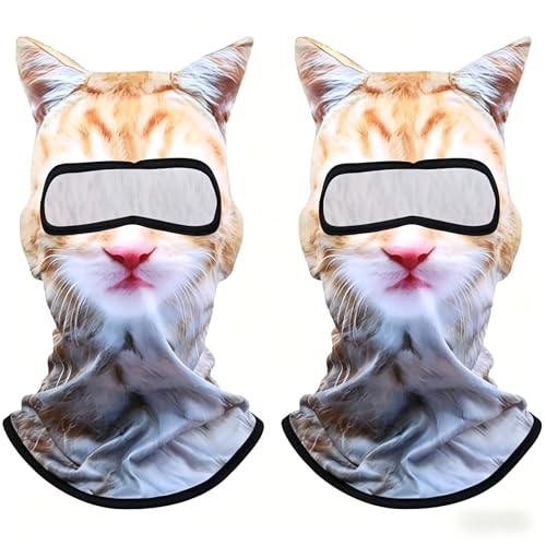 3D Cat Ski Balaclava Sheisty Face Mask with Ears 2 Pack Cute Animal Ski Mask Suitable for Festivals Raves Party Outdoor Activities