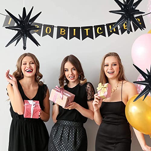 Image of TONIFUL 4 Pcs Explosion Star Balloons Black Foil Balloon Party Decorations | 22 Inch Large Mylar Star Balloon for Halloween Party Decor Graduation Gothic Birthday New Year Wedding Photo Booth Supplies