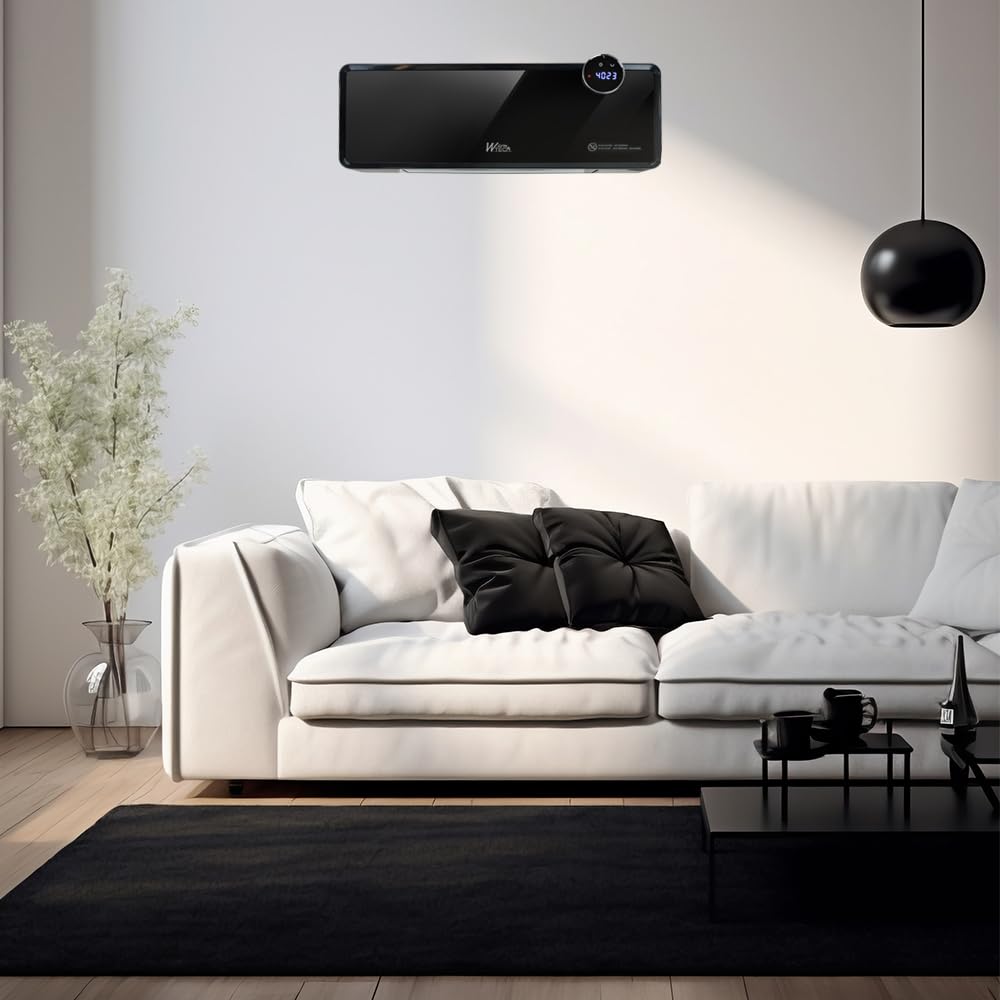 Radiateur céramique mural oscillant 2000W avec façade en verre