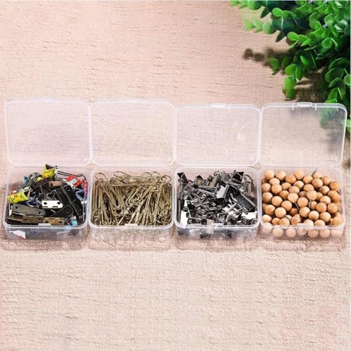 Image of TANEMUDO 100 Pcs 2.8 x 2.8 x 1 inches Inch Plastic Bead Storage Containers Box with Hinged Lid, Transparent Boxes for Beads, Jewelry, DIY Craft, Hardware, Game Pieces, and Small Items Organization