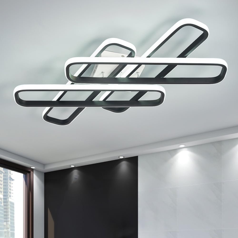 Plafonnier LED moderne chic doré et noir 84W à intensité variable