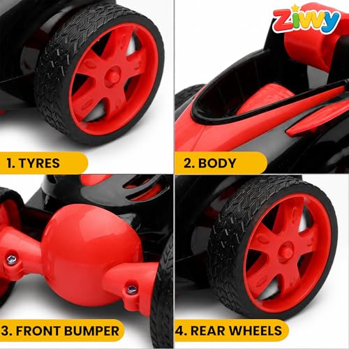 Image of Red 360 Rotating & Rolling Stunt Car Toy | Spin, Stunt, Flip Functions | Remote Control Stunt Car Toy for Kids | Toys for Boys 7-14 Years | Birthday Gift for Kids