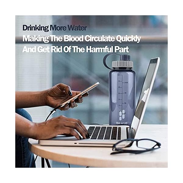 SHOKE-1-Liter-Water-Bottle-32oz-BPA-Free-Non-Toxic-Tritan-Wide-Mouth-Leakproof-Large-Sports-Water-Bottles-with-Handle-Gym-Space-Cup-For-Fitness-Yoga-Workouts-Hiking SHOKE 1 Liter Water Bottle, 32oz BPA Free Non-Toxic Tritan Wide Mouth Leakproof Large Sports Water Bottles with Handle, Gym Space Cup For Fitness Yoga Workouts Hiking with Sponge Bottle Brush