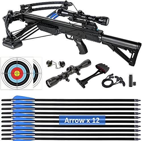 XProudeer Hunting Crossbow kit, Crossbow for Hunting Package Include All Accessories, CNC Cams, FRP Resin Fiber Limb- Draw Weight 150 Lbs, 380 FPS, Draw Length 35", for Hunting, Target Shooting
