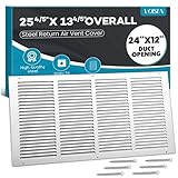 VOISEN Return Air Grille,Fits 24x12 Duct Opening,Steel Return Vent Cover, White Vent Cover Grill for Sidewall and Ceiling,HAVC Cold Air Return Vent Cover,Overall Size:25.75'W X 13.75'H