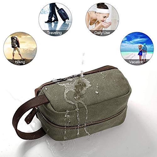 S-ZONE Oversized Leather Canvas Duffel Shoulder Weekender Mens Overnight Bag/Mens Travel Case Dopp Kit Small Shaving Toiletry Bag Makeup Organizer Insert