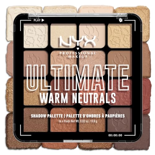 NYX Professional Makeup Palette de Fards à Paupières Ultimate Shadow, 16 couleurs, Finition Intense et Longue Durée, Formule Vegan Sans Ingrédients d'Origine Animale...