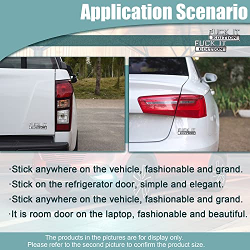 Image of 2PCS Car Emblem Fuck-IT Edition, 3D Letters Metal Material Decals, Trunk Emblem Decals Replacement, Side Fender Rear, Unversal of All Car Models (Silver-Black)