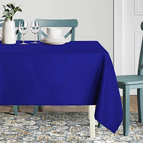 Image of sancua Rectangle Tablecloth - 90 x 156 Inch - Stain and Wrinkle Resistant Washable Polyester Table Cloth, Decorative Fabric Table Cover for Dining Tables, Buffet Parties and Camping, Blue