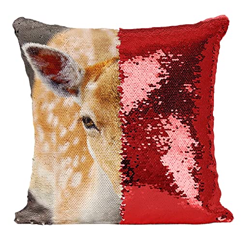 Coussin biche sequins rouge pour raviver decoration salon terne