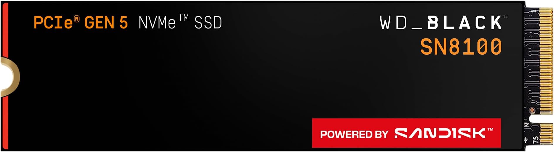 WD_BLACK SN8100 PCIe Gen 5 NVMe SSD 2TB (Up to 14,900MB/s read, 11,000MB/s write speeds, Next Gen TLC 3D CBA NAND, Up to 1,200TBW, Best for AI Applications, Gaming, Video Editing) POWERED BY SANDISK