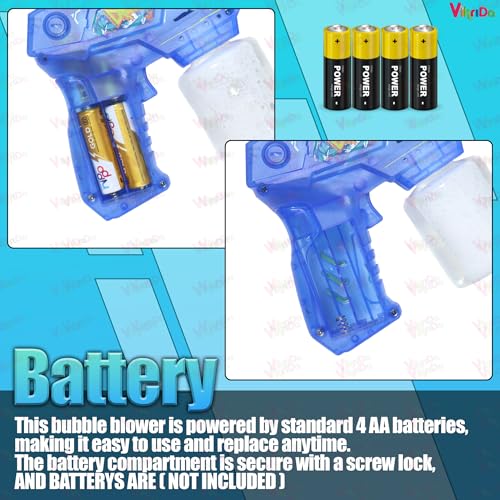 Image of VikriDA Electric Bubble Gun for Kids (3+) | 15-Hole Automatic Bubble Maker with LED Lights | Leak-Proof Bottle | Easy Trigger & Ergonomic Grip