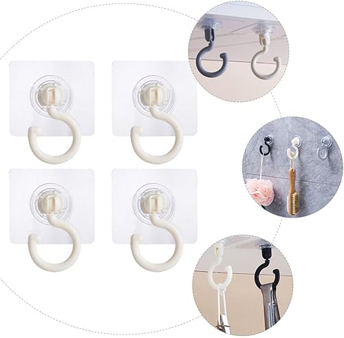 Miniatura 7 de 4 ganchos giratorios de techo para bata, ganchos de pared para colgar en la pared, ganchos adhesivos con ventosa, gancho para toallas, colgador