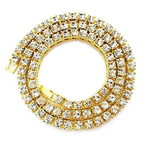 HH Bling Empire Silver Gold Fake Diamond Tennis Chains for Men Women Iced Out Chain Necklaces 16-30 Inches(5mm tennis-Gold 18 HH Bling Empire Silver Gold Fake Diamond Tennis Chains for Men Women Iced Out Chain Necklaces 16-30 Inches(5mm tennis-Gold 18