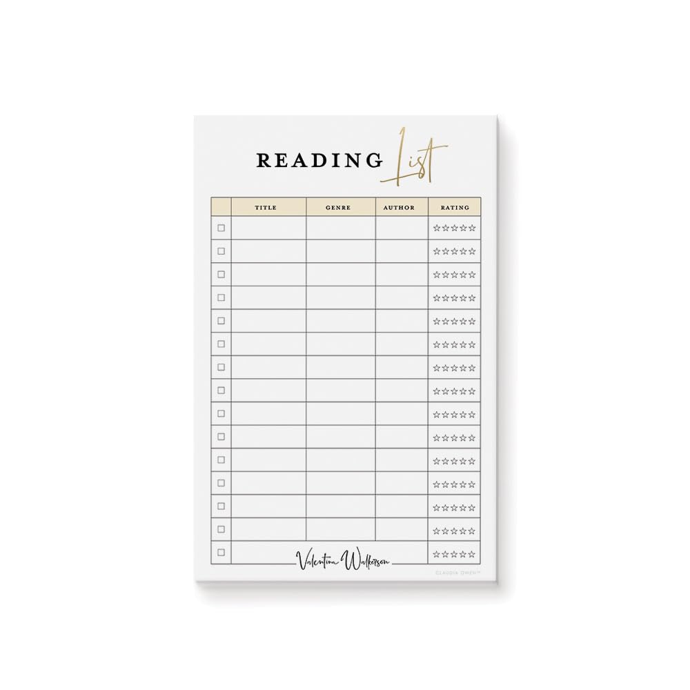 Reading List Notepad Set, Book Lover Memopad, Reading Tracker Checklist, Stationary Size 8.5 x 5.5 Inches, 50 Sheets