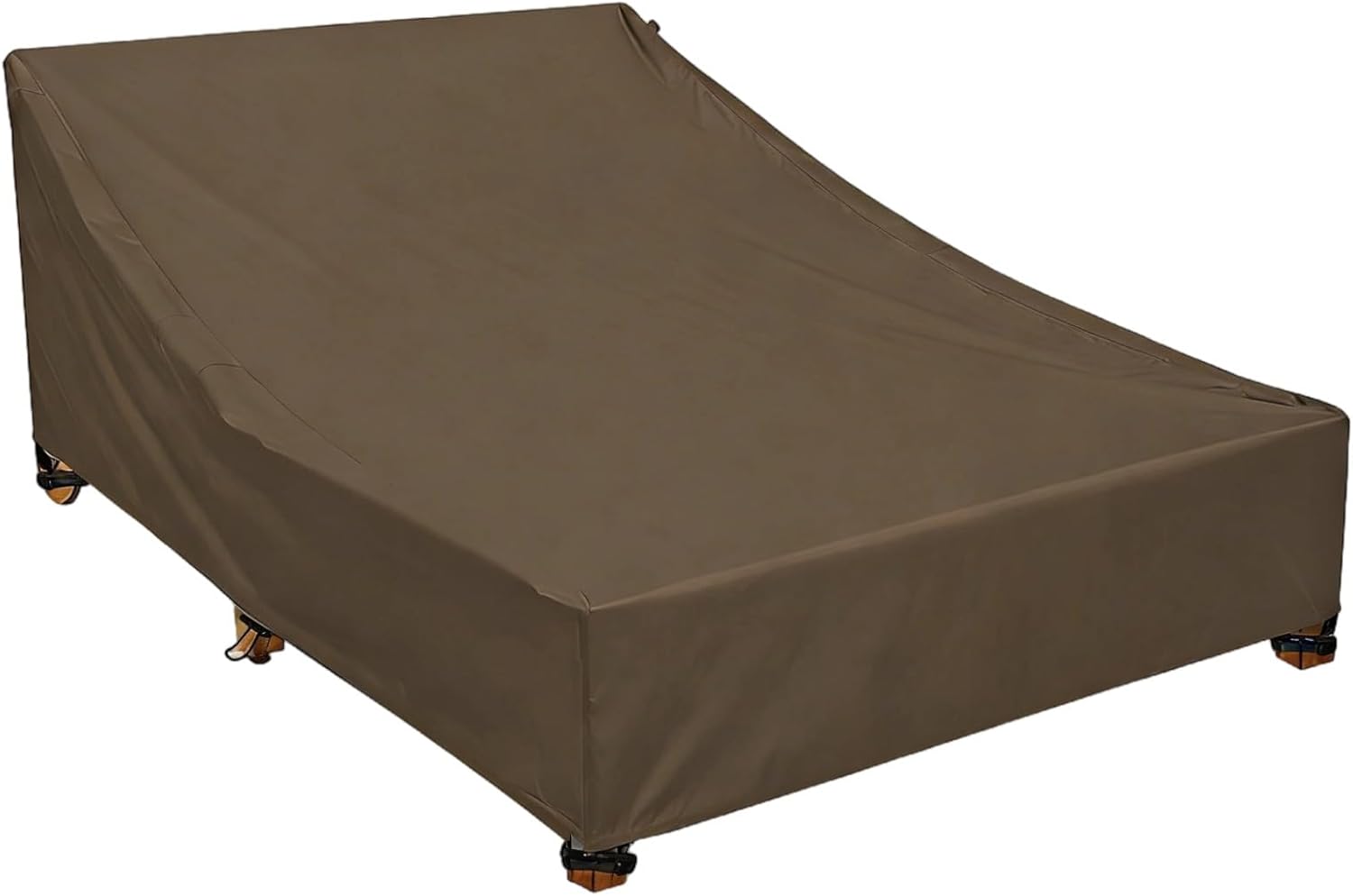 Double Chaise Lounge Cover, Waterproof 82.3 X 57.1 X 32.3 in Patio Daybed Furniture Cover, Brown Oxford Cloth Outdoor Chaise Lounge Chair Protector for Pool