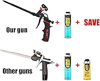 Vista 3 de Pistola de espuma en aerosol, pistola de espuma expandible, pistola dispensadora de espuma profesional de teflón, menos limpiador, rociador de Negro