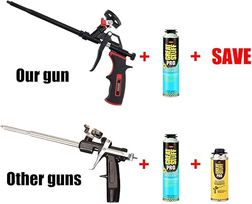 Miniatura 3 de Pistola de espuma en aerosol, pistola de espuma expandible, pistola dispensadora de espuma profesional de teflón, menos limpiador, rociador de