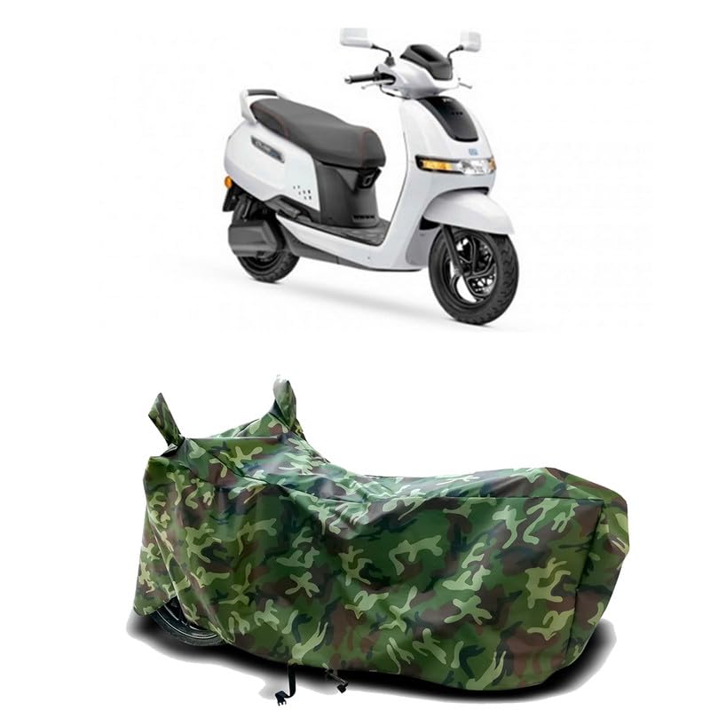Image of DUFFEL-100% Heat Protection Two Wheeler Bike /Scooty Body Cover for TVS iQube Water Resistance /UV-Rays /Birds Dropping /Scratchproof /Dust Proof /Waterproof[Green Jungle Print]