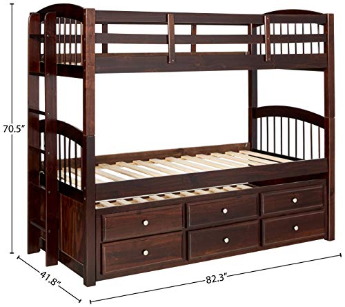 image for ACME Furniture Micah Bunk Bed with Trundle and 3 Drawers, Espresso, Tw