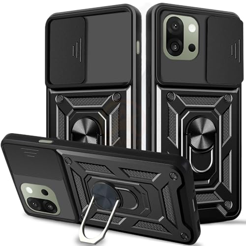Image of Armor Bumper Back Cover Case for OnePlus 13S 5G Rotating Camera Cover, Ring Holder & Kickstand | Heavy Duty & 360 Degree Protection OnePlus 13S 5G Back Cover (Black)