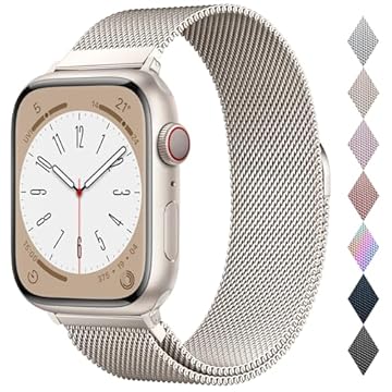 Pulseira milanesa original de aço inoxidável compatível com Apple Watch Series 10, 9, SE, 8 7 6 5 4 mm, 45 mm, 46 mm e 49 mm, Ultra, feminino e masculino