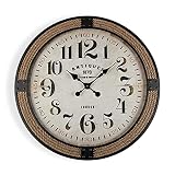 CARACTERÍSTICAS - Reloj de Pared original con diseño Vintage para el salón, la cocina, la oficina u otras habitaciones. Tiene forma circular y un diámetro de 80 cm su grosor es de 3 cm y su peso de 2,8 kg. Hecho de Madera