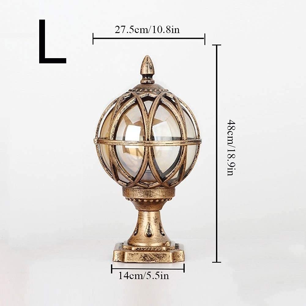 Exterior Rainproof Pillar Light Traditional Victoria Landscape Waterproof Outdoor Pillar Light Column Lamp Aluminum Glass Globe Post Lanterns Patio Villa Garden Balcony Gate Street Lighting