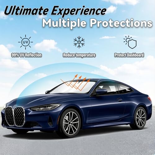 Image of Windshield Sun Shade for 2021-2026 BMW 4 Series 430i 440i i4 m4, Car Front Window Sunshade with 240T Sun Visor Protector Blocks UV Rays Heat Sun Shield Accessories