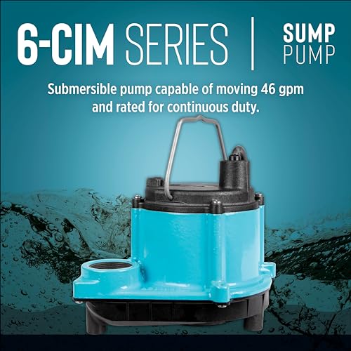 Image of Little Giant 6-CIM-R 115-Volt, 1 /3 HP, 2750 GPH Manual (No Switch) Submersible Sump Pump for Sump Systems and General Dewatering, 10-Ft. Cord, Blue, 506271
