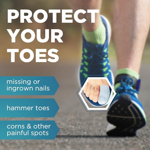 Image of Soft Gel Toe Caps with Healing Coconut Oil - 6 Reusable Small & Big Toe Protectors for Ingrown or Missing Toenails, Corns, Calluses & Blister Relief