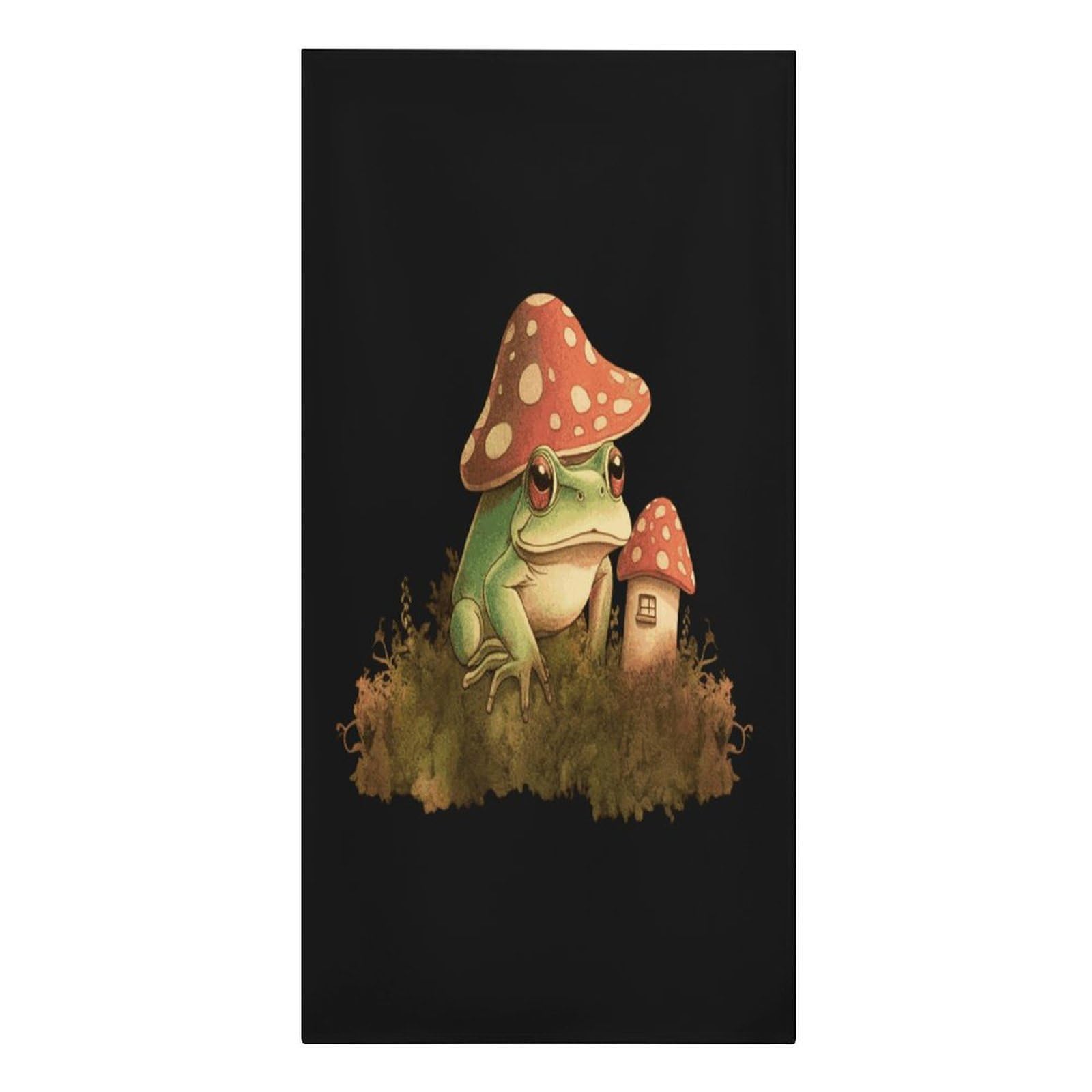Fekiloot Men's Style Mushroom House And Frog Large Beach Towel, Travel Towel For Adults Wo, Pool Towels For Beach, Camping, Swim Pool, Gym, Sports& Yoga 61.4"X30.3"